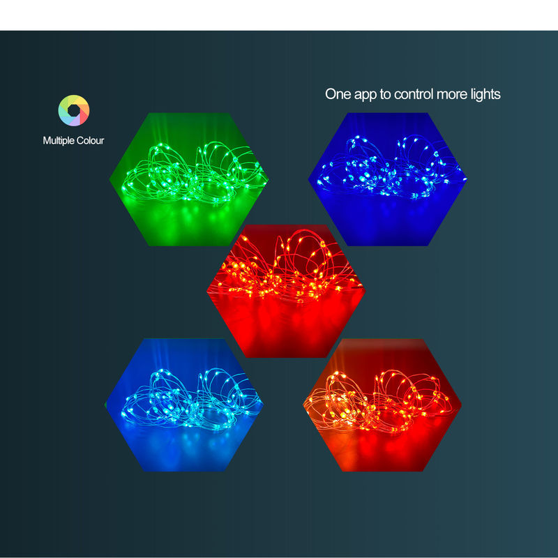 Fio de cobre decorativo solar esperto do diodo emissor de luz do controle do RGB WIFI APP das luzes da sincronização impermeável