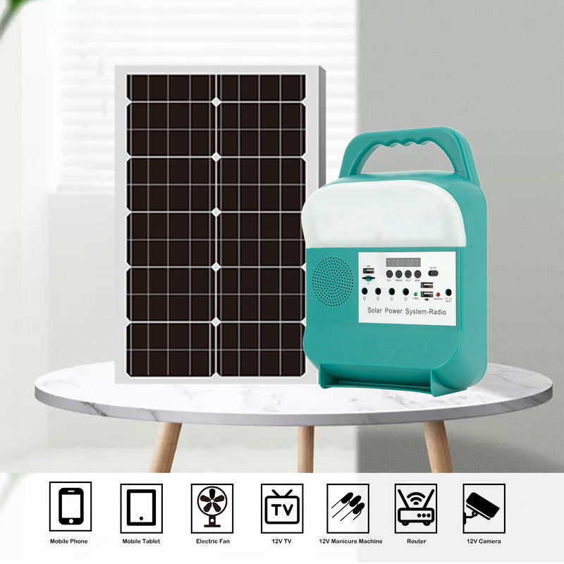 Gerador solar portátil da casa da fonte de alimentação 12V com luz de rádio da energia solar