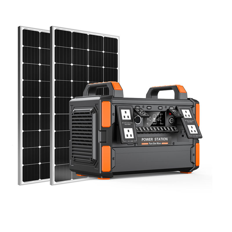 Painéis portáteis da central elétrica de energias solares da bateria de lítio com sorver a estação sem fio do banco 1000w