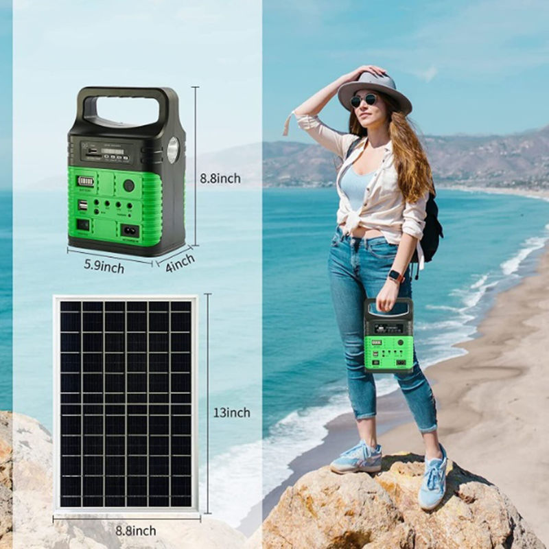 Kit de sistema de energia de painel solar portátil para acampamento com carregador, rádio, armazenamento doméstico