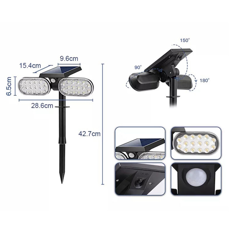Luzes de jardim de energia solar IP65 à prova d'água Estaca de gramado ao ar livre LED para jardim