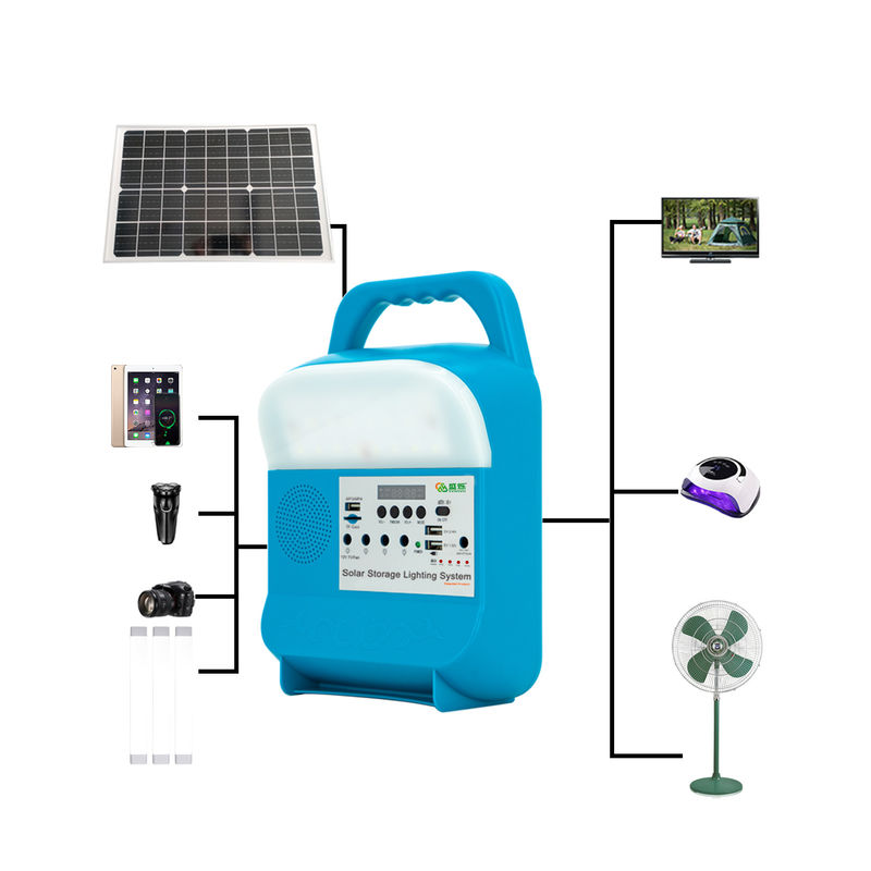 Sistema de energia solar portátil de acampamento do armazenamento da casa do rádio de Kit With Panel Charger Light