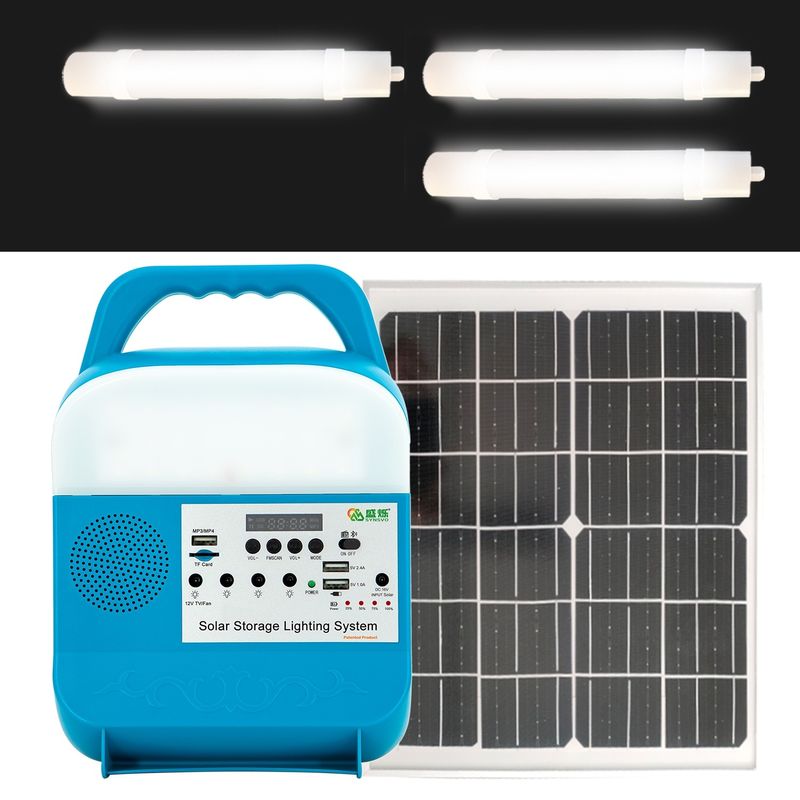 Sistema de gerador das energias solares de SRE-618-C que ilumina a emergência com o rádio de FM do orador da música