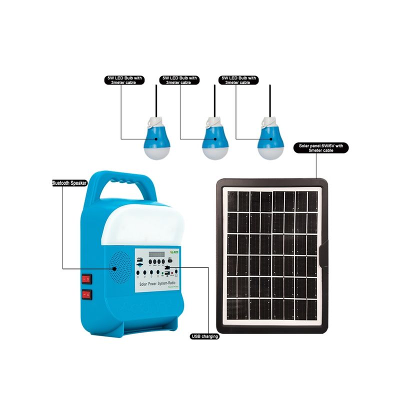 A casa portátil de Mini Solar Power Kits For com sistemas de colunas da música ventila a energia solar e a luz 5W 6V