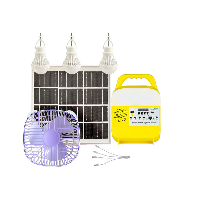 Sistema de iluminação posto solar Kit For Home Use dos rádios de Mini Portable Solar Charging Station com fã