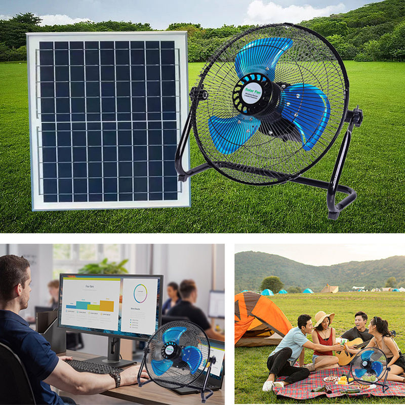 o fã solar do sistema de iluminação da casa 15W com 12 velocidades 12 polegadas apresenta recarregável com painel