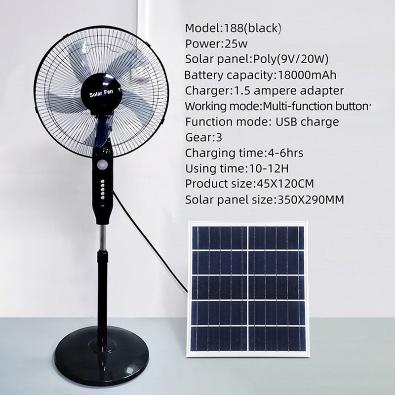 fã 25W exterior posto solar com o fã solar das engrenagens da luz 3 de USB+Night