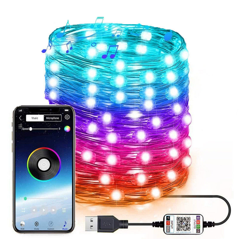 Luzes postas solares do jardim da corda das luzes decorativas solares de IP65 USB 6lm