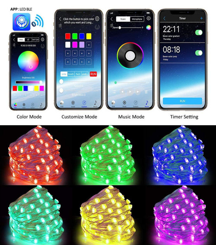 Luzes postas solares do jardim da corda das luzes decorativas solares de IP65 USB 6lm