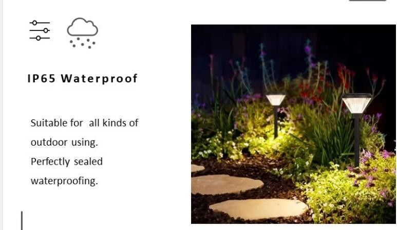 As luzes solares da plataforma cercam Post Lights Outdoor que ilumina o jardim decorativo