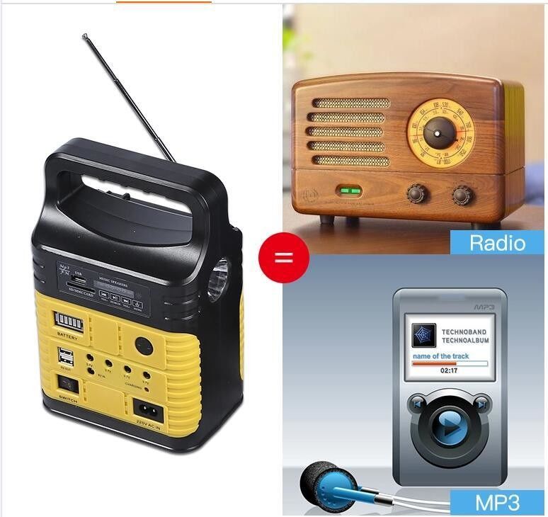 Das luzes globais do nascer do sol do rádio solar de FM sistema de rádio solar de iluminação interno solar do painel solar