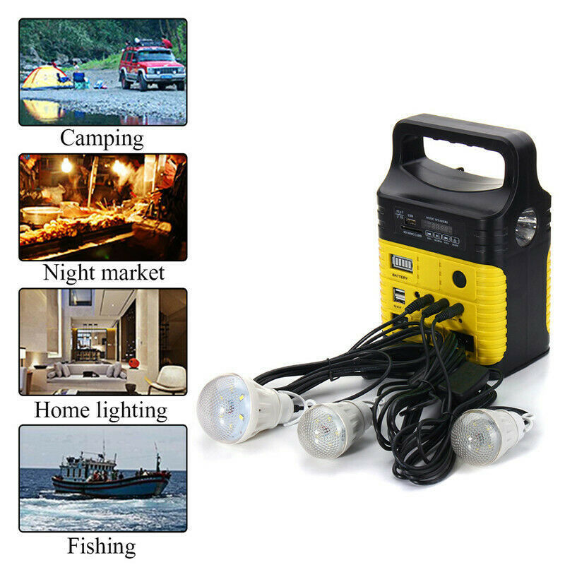 Kit de sistema de iluminação de painel de energia solar ao ar livre com 3 lâmpadas para jardim ao ar livre
