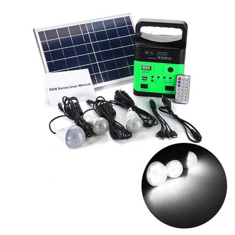 Kit de sistema de iluminação de painel de energia solar ao ar livre com 3 lâmpadas para jardim ao ar livre