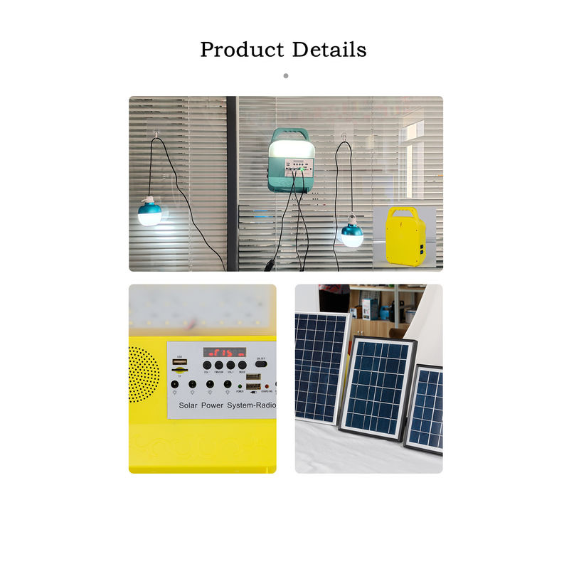 sistema de iluminação solar portátil 3.7V da casa do gerador 3pcs 5W com o rádio de FM do orador