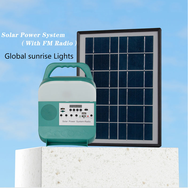 sistema de iluminação solar portátil 3.7V da casa do gerador 3pcs 5W com o rádio de FM do orador