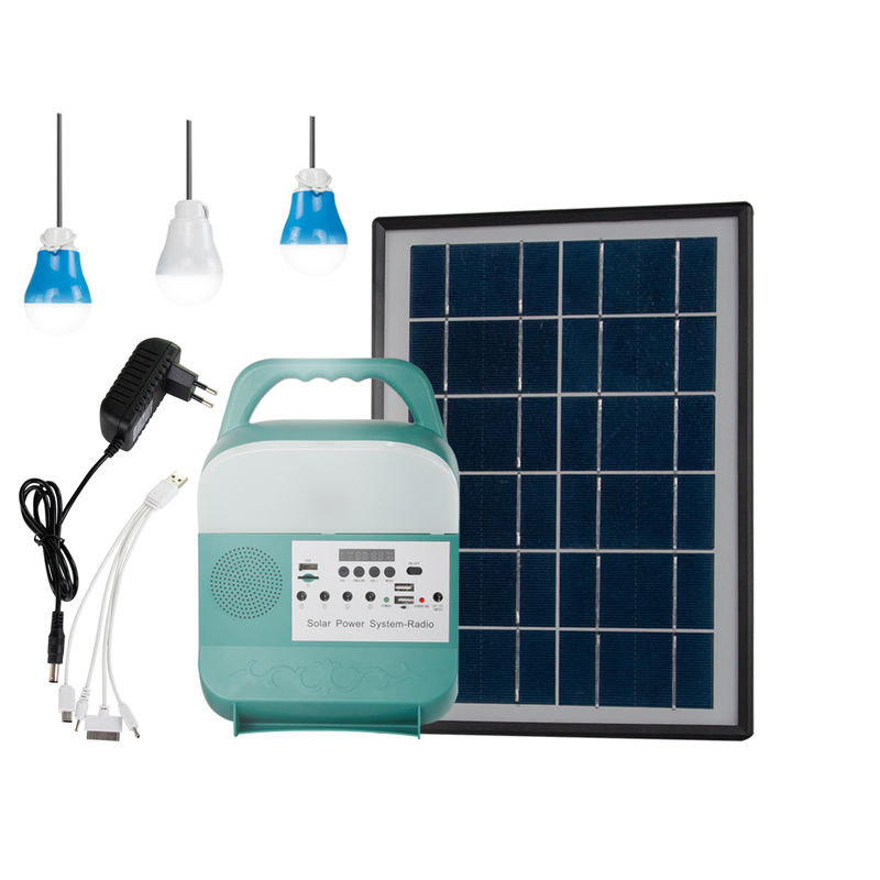 sistema de iluminação solar portátil 3.7V da casa do gerador 3pcs 5W com o rádio de FM do orador