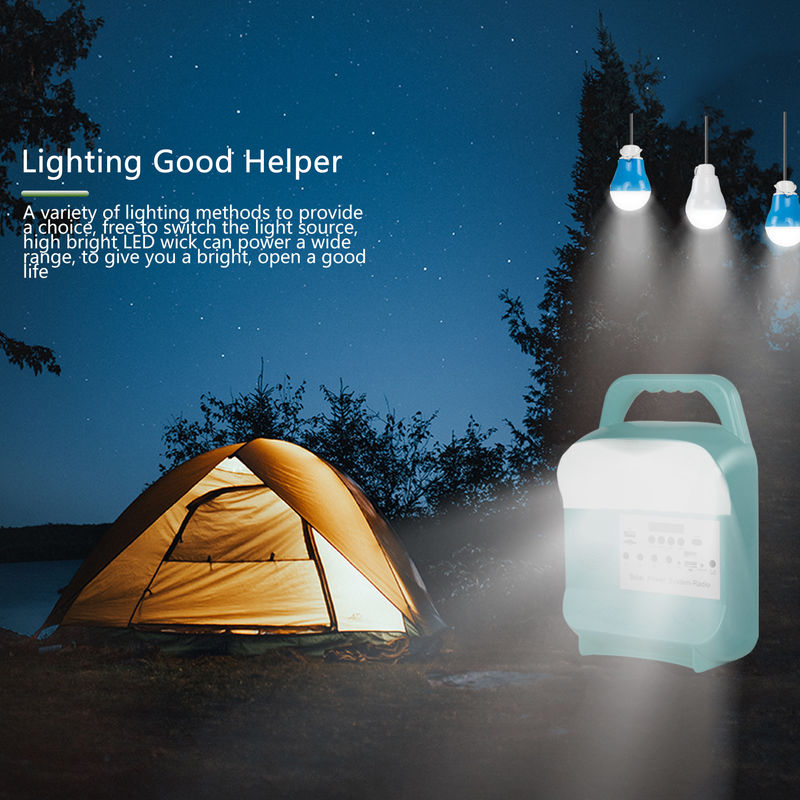 sistema de iluminação solar portátil 3.7V da casa do gerador 3pcs 5W com o rádio de FM do orador