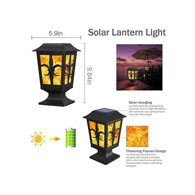 A parede solar exterior do IP 65 ilumina a lâmpada de parede impermeável do diodo emissor de luz do jardim da chama do fogo 3.2V