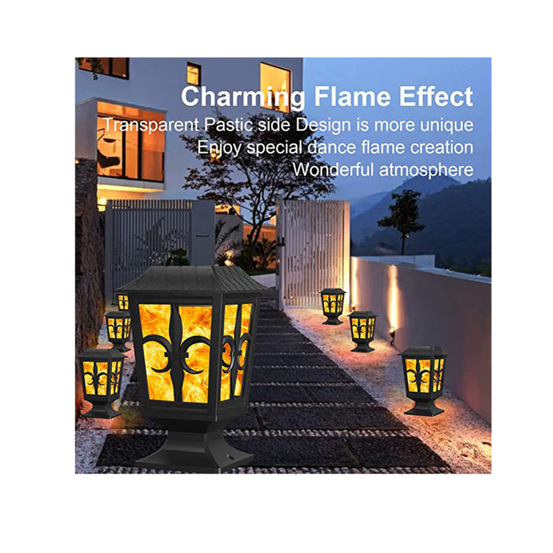 A parede solar exterior do IP 65 ilumina a lâmpada de parede impermeável do diodo emissor de luz do jardim da chama do fogo 3.2V