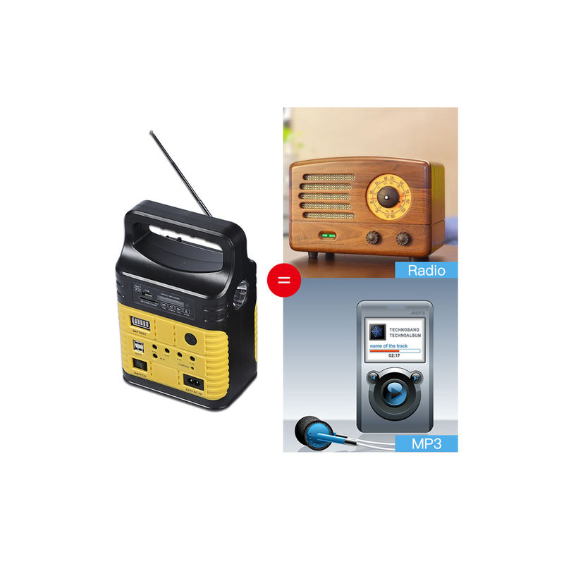 rádio portátil MP3 Mini Outdoor Camping do sistema Kit With Built In FM das energias solares 7500mah