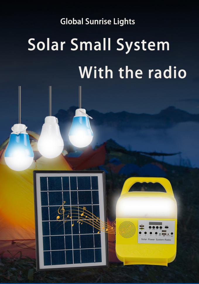 Jogo de iluminação solar exterior portátil e sistema solar com rádio de FM, orador de Bluetooth e rádio