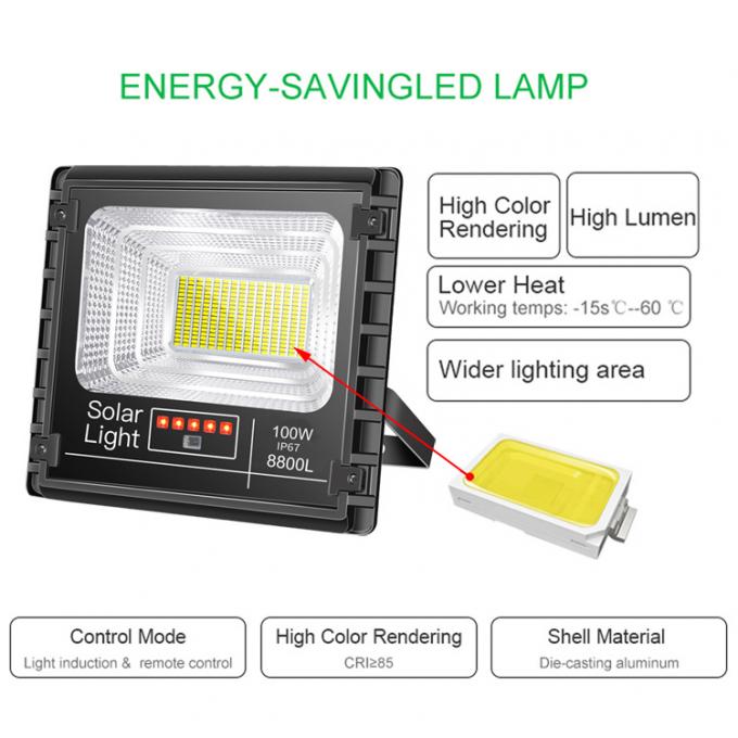 Luz de inundação solar do diodo emissor de luz da segurança solar exterior da lâmpada 100W para solar da luz de rua do jardim posto