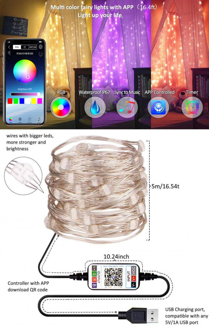 Lâmpada impermeável exterior de USB da lâmpada nova do cobre do diodo emissor de luz com a venda por atacado decorativa da corda da lâmpada da cor da baixa tensão