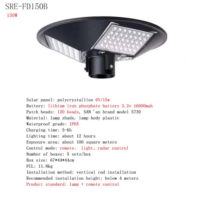 UFO redondo IP65 impermeável claro solar 150W 250W 2