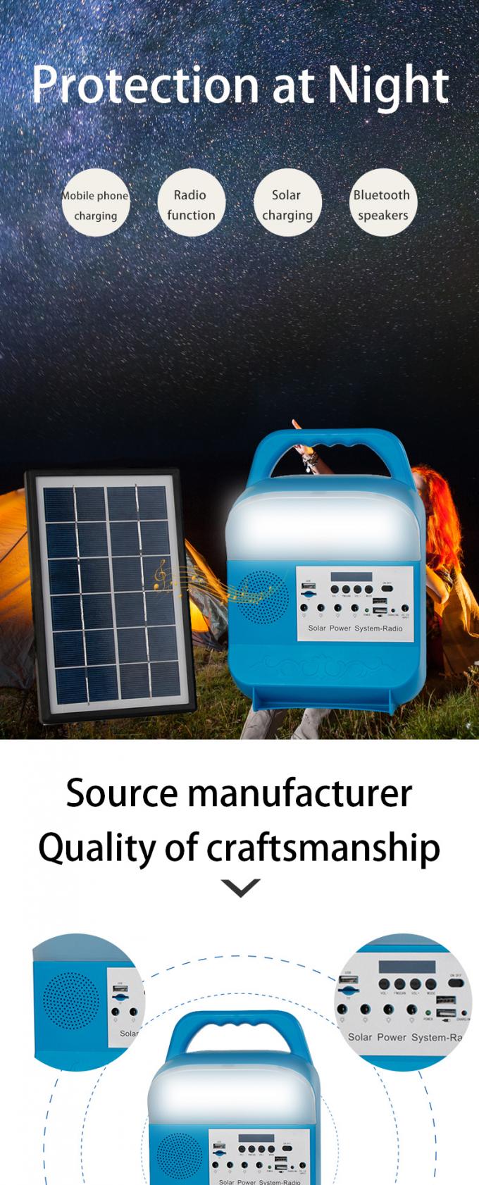 Sistema pequeno da geração das energias solares que ilumina o orador portátil do comércio externo Bluetooth do agregado familiar com rádio