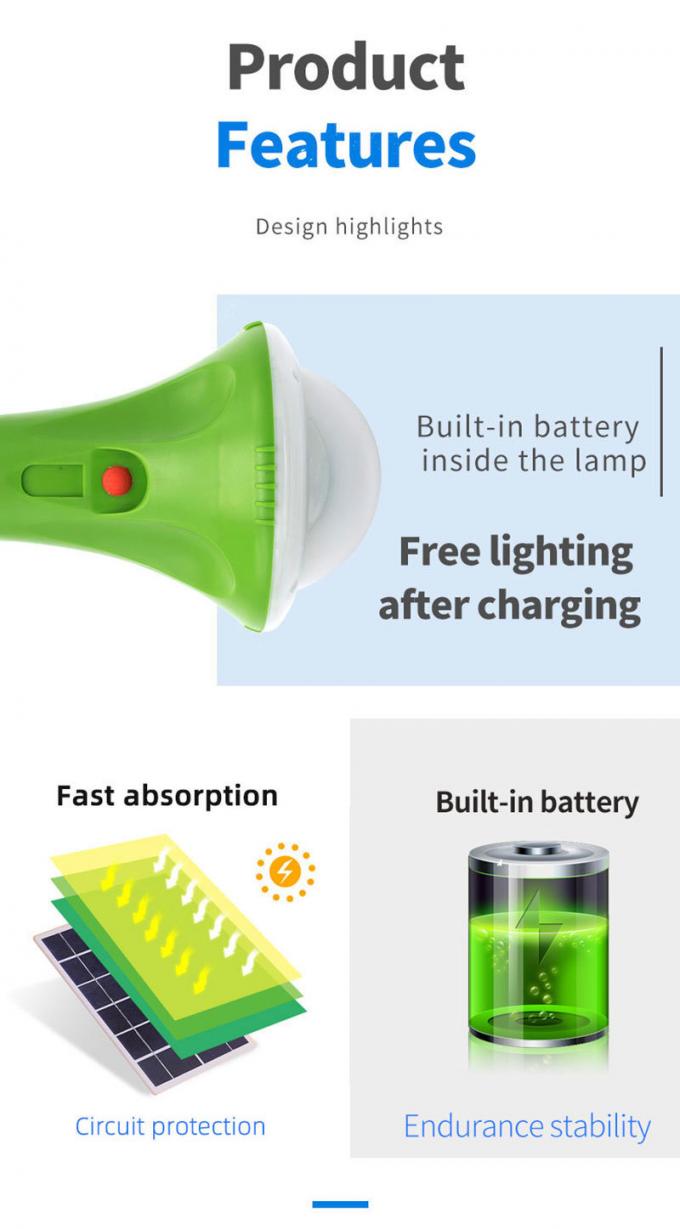 O gerador da energia solar da emergência da fora-grade ilumina a bateria de lítio da luz da tocha