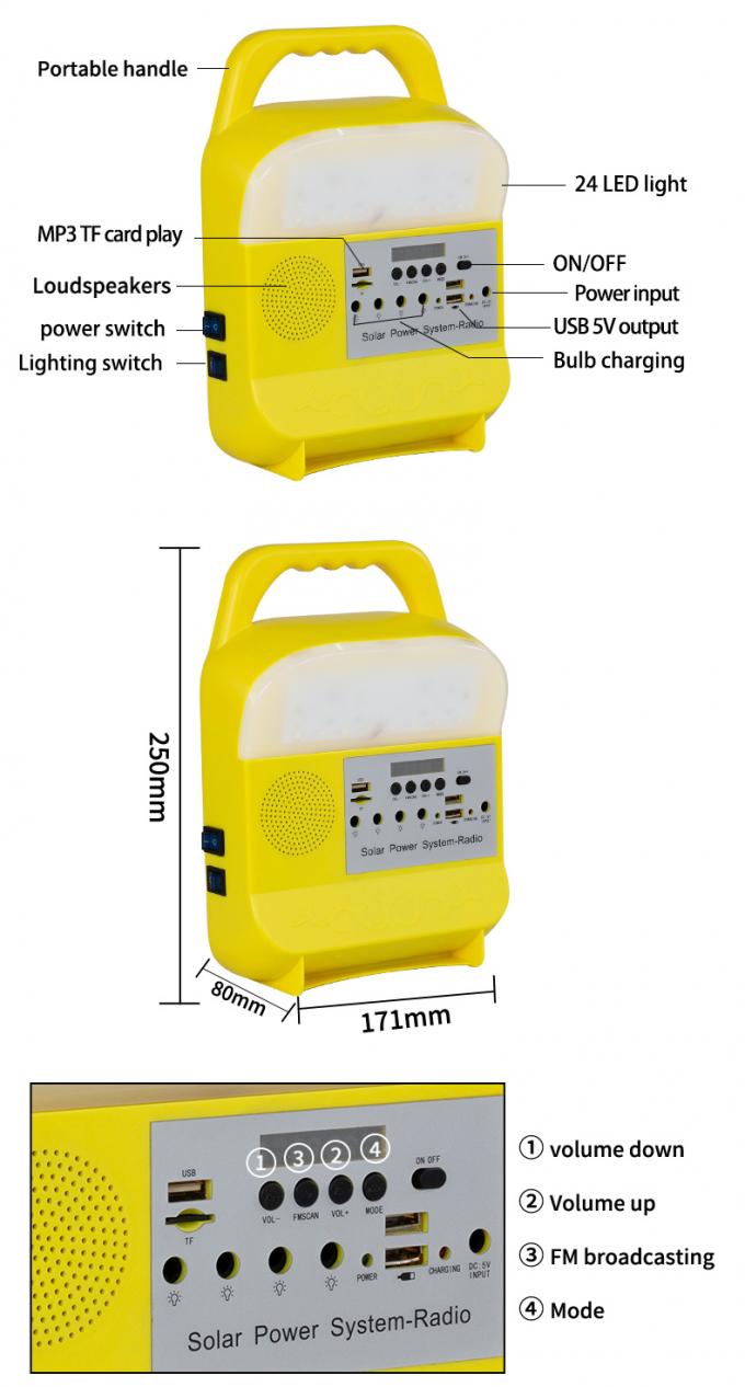 Sistema de iluminação solar da casa 2021, apropriados novos para África, Nigéria, Kenya, 3 luzes externos e saída de USB