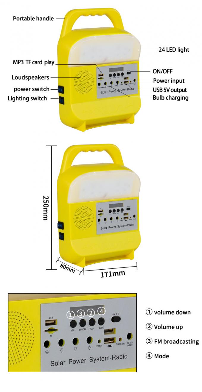 Sistema de iluminação solar com o carregador do telefone celular, apropriado portáteis para a casa e o acampamento