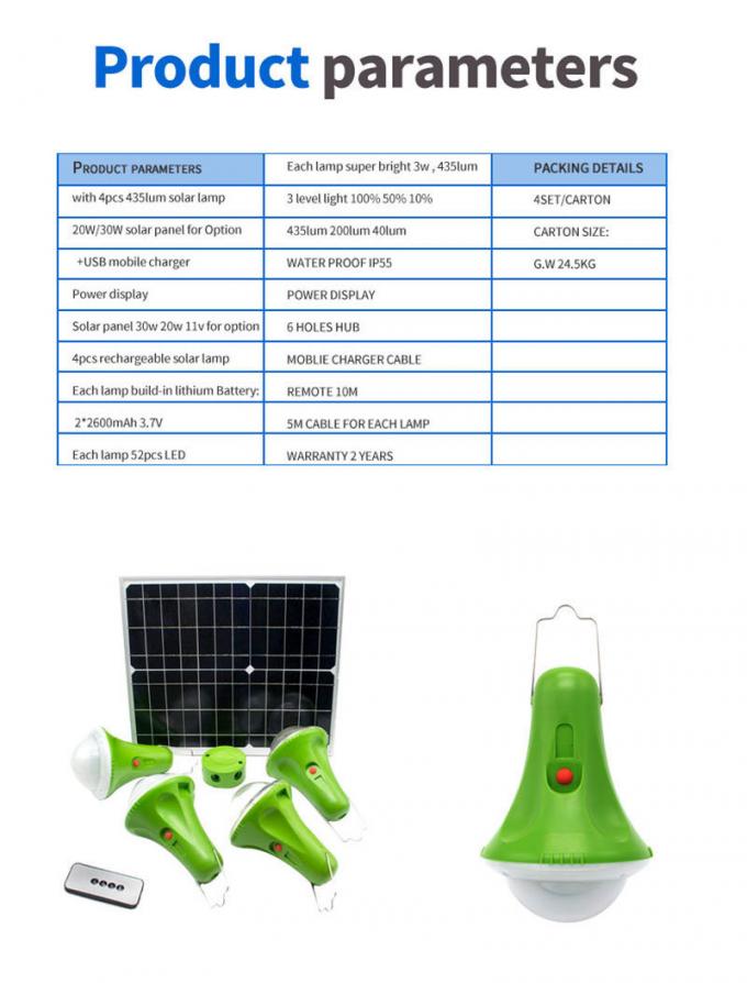Lâmpada de 4 PCS com a lâmpada de poupança de energia do gerador de controle remoto da energia solar