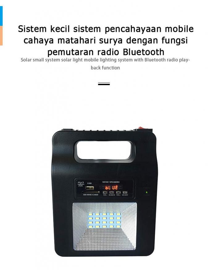 Iluminação solar do sistema de energia da casa com luzes de emergência de acampamento exteriores de rádio do falho elétrico de Bluetooth