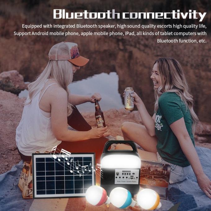 Emergência exterior solar pequena do sistema de iluminação com a lâmpada móvel do poder do orador de rádio de Bluetooth