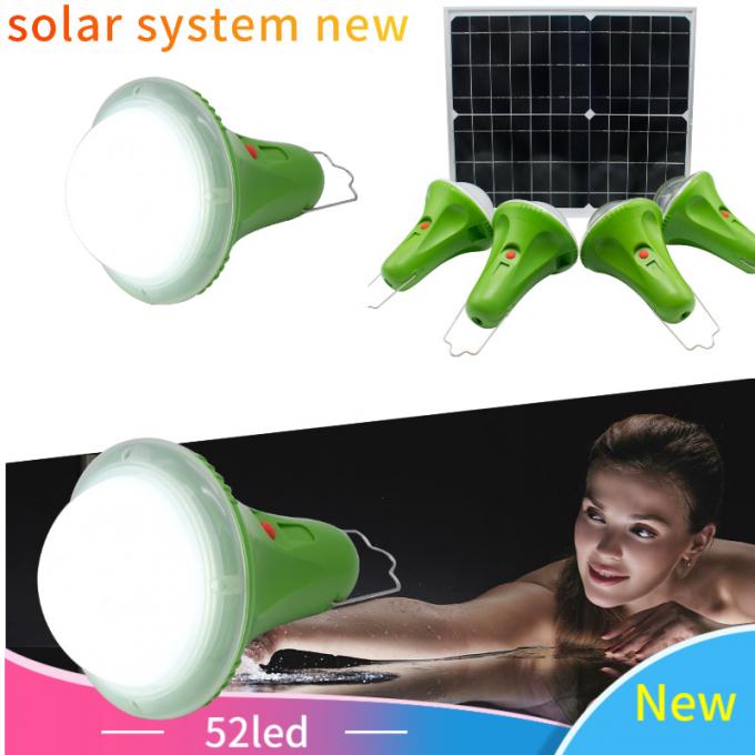 sistema de iluminação solar da casa de 30W 25W com as lâmpadas 5200mAh solares incorporados das lâmpadas do diodo emissor de luz 4PCS