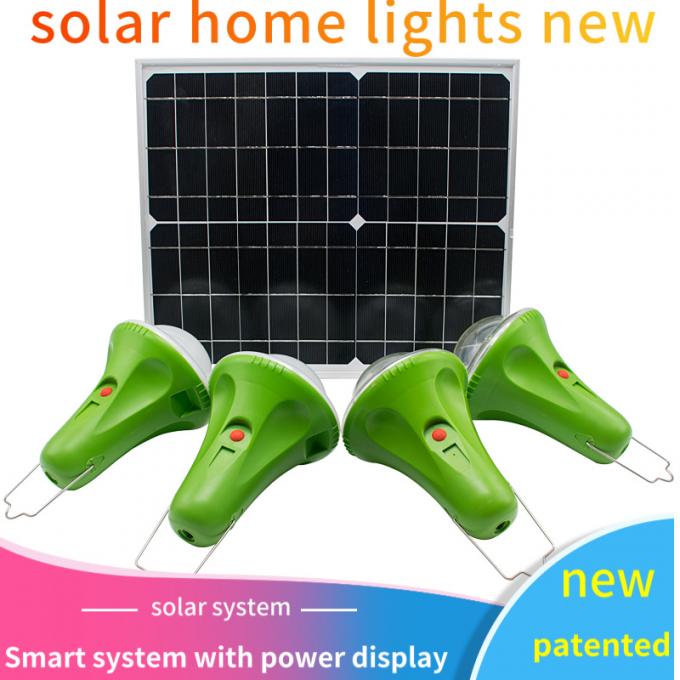sistema de iluminação solar da casa de 30W 25W com as lâmpadas 5200mAh solares incorporados das lâmpadas do diodo emissor de luz 4PCS