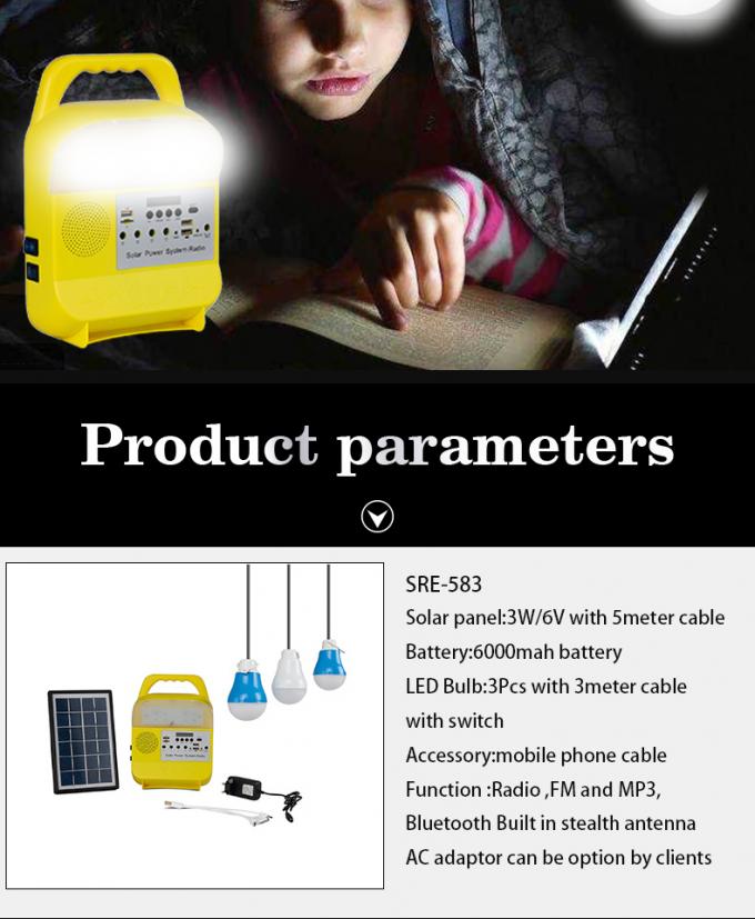 Casa do produto 5V da fábrica de China que ilumina a luz solar de Kit Power System Radio 3W 5W 10W