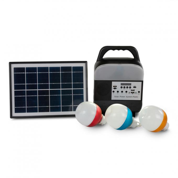 12W jogo portátil do sistema de iluminação das energias solares dos bulbos do diodo emissor de luz do painel solar 4 para a casa com o telefone celular que carrega com o suporte