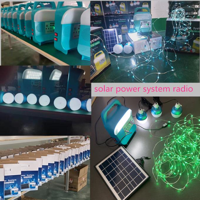 12W jogo portátil do sistema de iluminação das energias solares dos bulbos do diodo emissor de luz do painel solar 4 para a casa com o telefone celular que carrega com o suporte