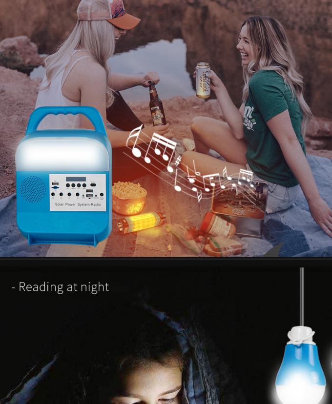 Lâmpada de carregamento do telefone celular do sistema de iluminação USB das energias solares com a lâmpada móvel de rádio do poder