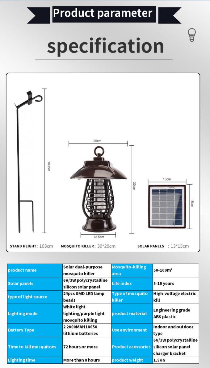 Lâmpada solar da Mosquito-matança que leve a lâmpada inteligente do controle claro da Mosquito-matança