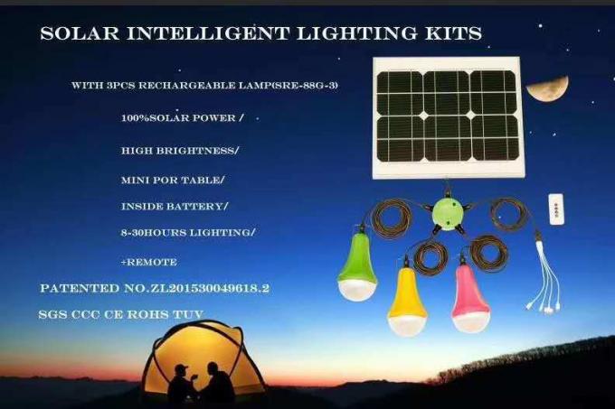 Lâmpada recarregável solar do sistema de energia 475lum das energias solares com o cubo de 6 furos