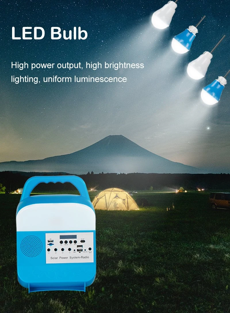 Iluminação da produção de eletricidade à espera da emergência portátil fora da luz solar pequena da central elétrica de energias solares da grade