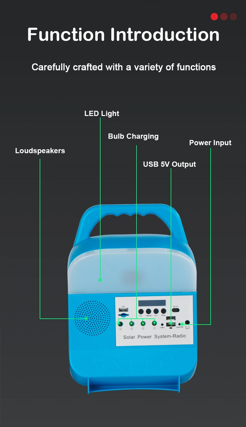 Iluminação da produção de eletricidade à espera da emergência portátil fora da luz solar pequena da central elétrica de energias solares da grade
