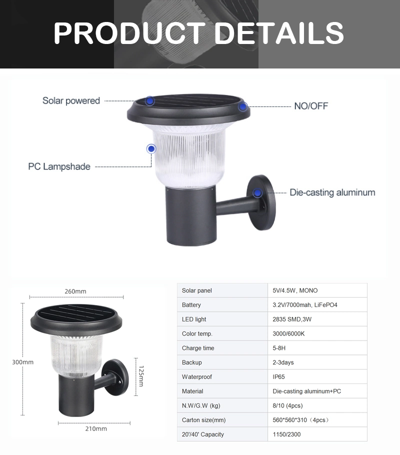 Luz solar impermeável exterior por atacado da parede de IP65 3000K 6000K com CE RoHS