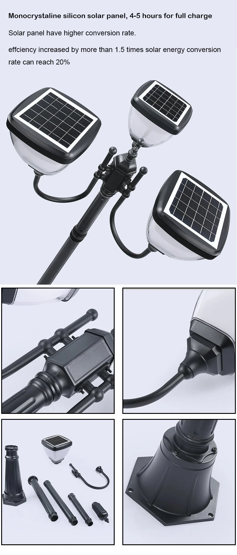 As luzes de rua solares da venda quente usam-se para a vila do jardim da casa com central elétrica de energias solares de controle remoto da iluminação toda a noite